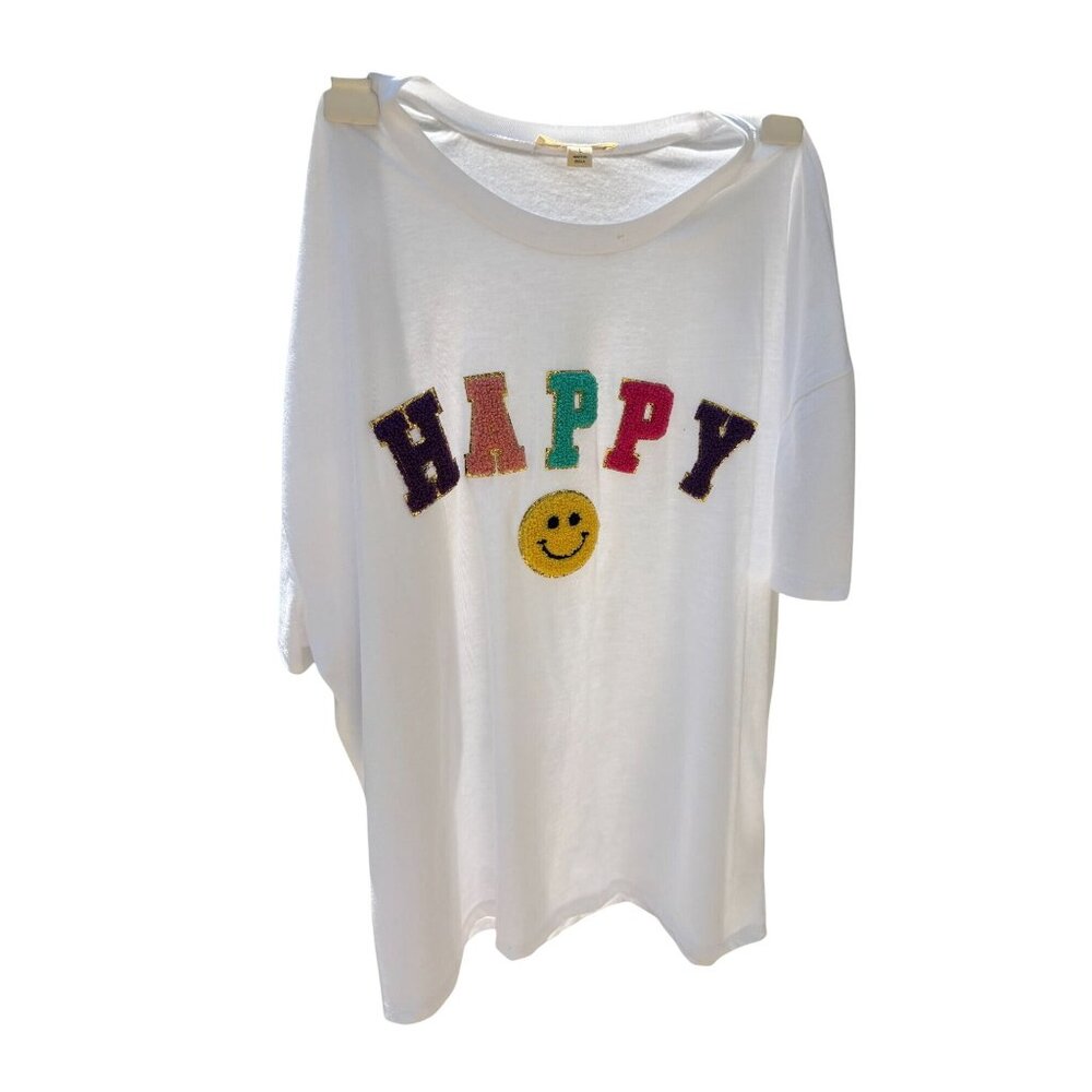 Happy Graphic Tee w Smile Design by Love Dazed T Shirt Colorful Birthdays Holida